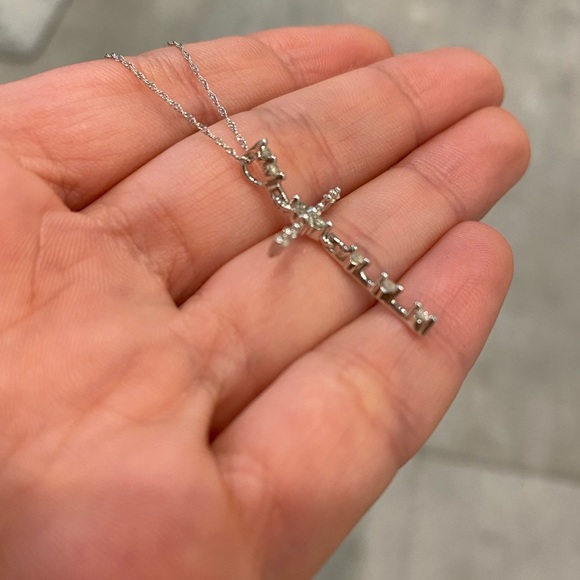 100% natural diamond 10K white gold necklace - Picture 3 of 5